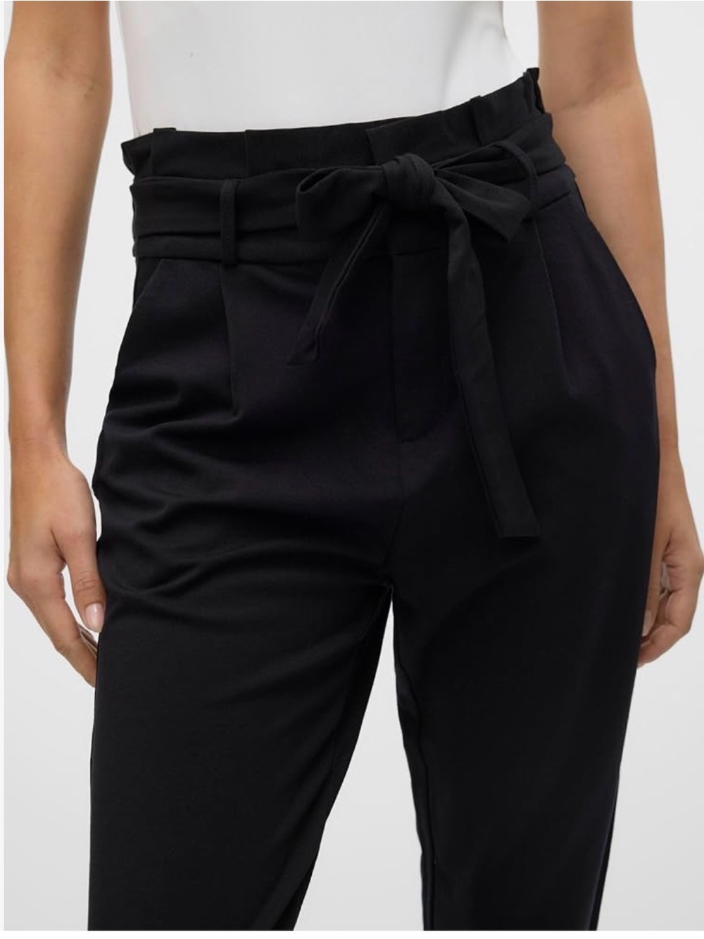 Vero Moda Black Paperbag Waist Tie Trousers - Picture 4 of 8